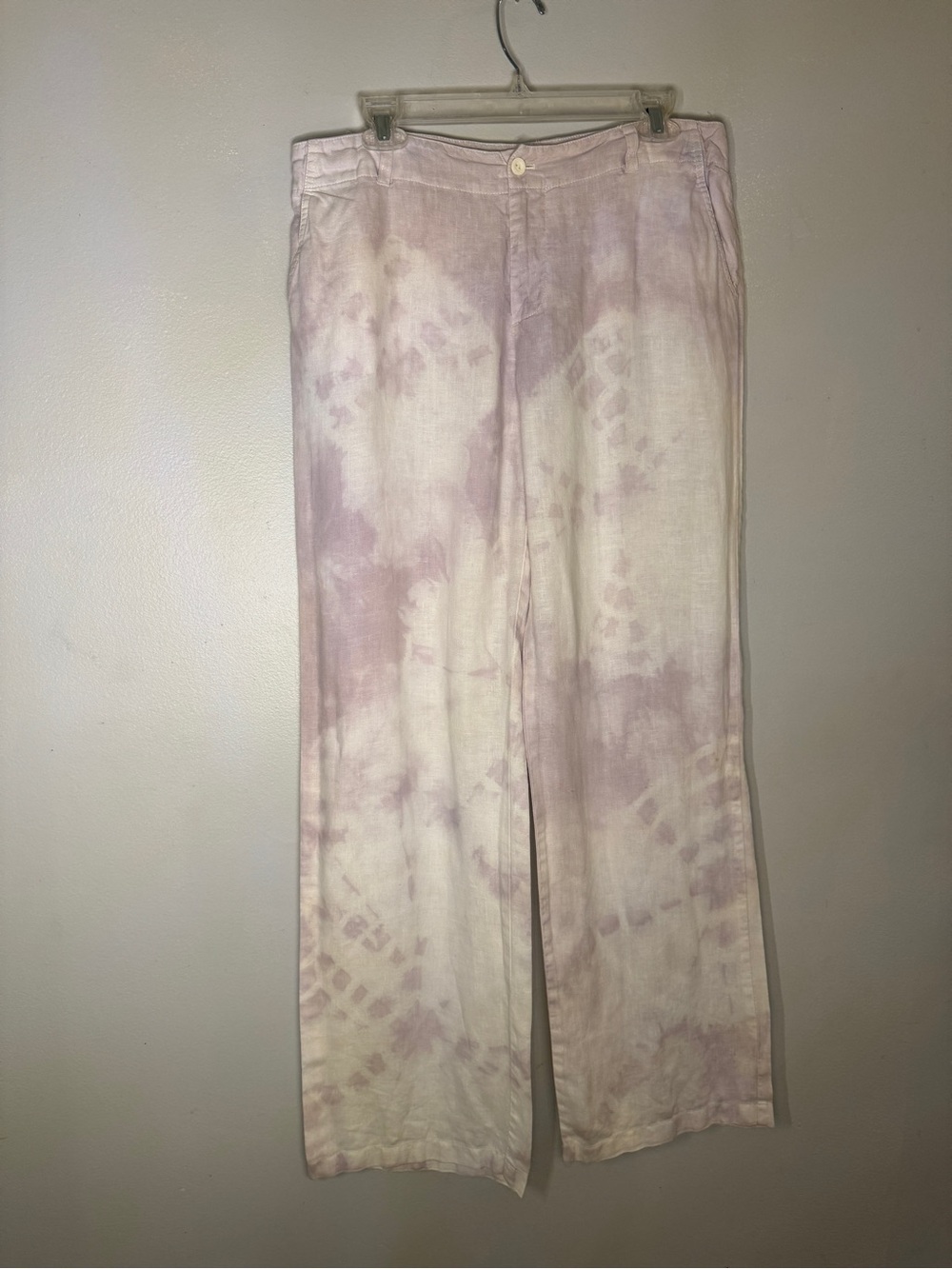 Jones New York Hand Tie-dyed Pale Pink/pale lavender Linen Pants
